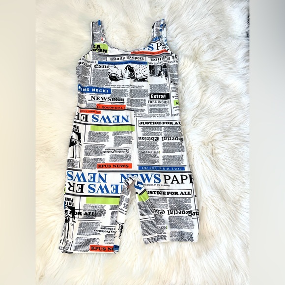 Newspaper Themed Top Model Romper/Body Suit Size S - Picture 1 of 8